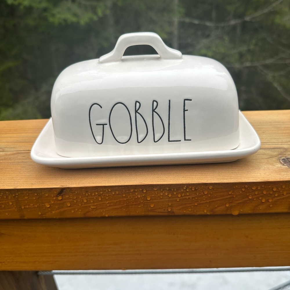 Rae Dunn White 'Gobble' Butter Dish